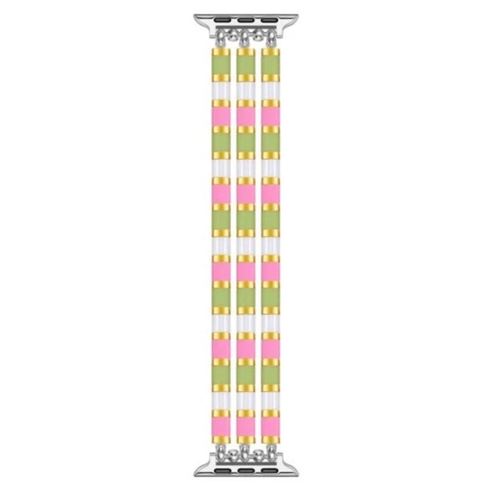 Slim Beaded Bracelet Apple Watch Watchband Pink Green - Picture 4 of 6